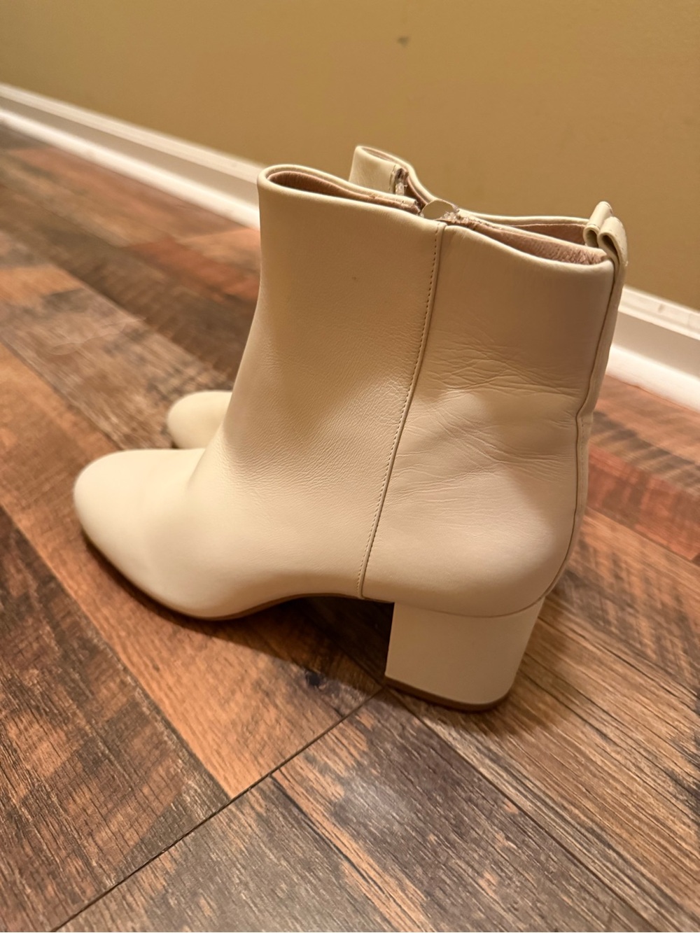 Gianni Bini Cream Ankle Booties with Block Heel
